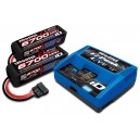 PACK CHARGEUR LIVE 2971G + 2 X LIPO 4S 6700MAH 2890X PRISE TRAXXAS